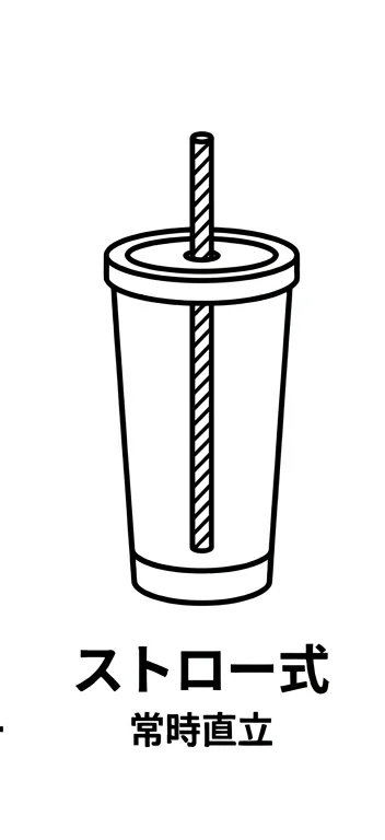 普通のストロー式(常時直立型)の飲み口イラスト