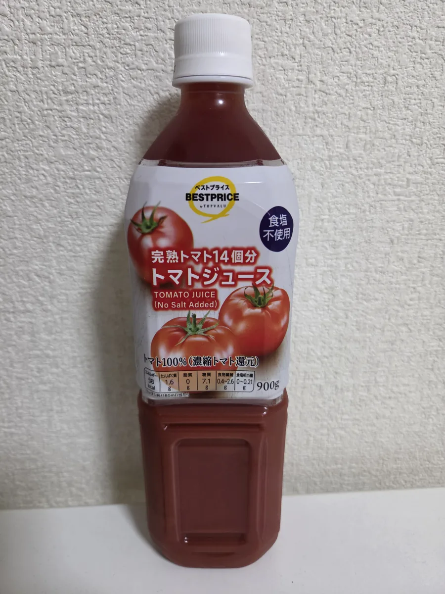 トップバリュ ベストプライス 完熟トマト14個分 トマトジュース 900g 食塩不使用
